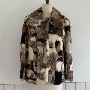 Vintage 70’s Patchwork Rabbit Fur Jacket/ Coat  Size: S/M